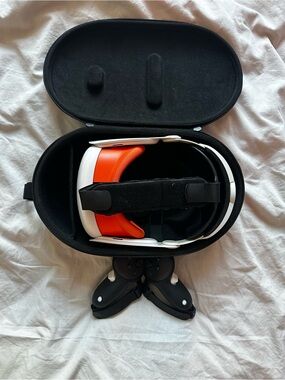 Meta Quest 3 VR Headset Controllers Case White Orange Bundle Set